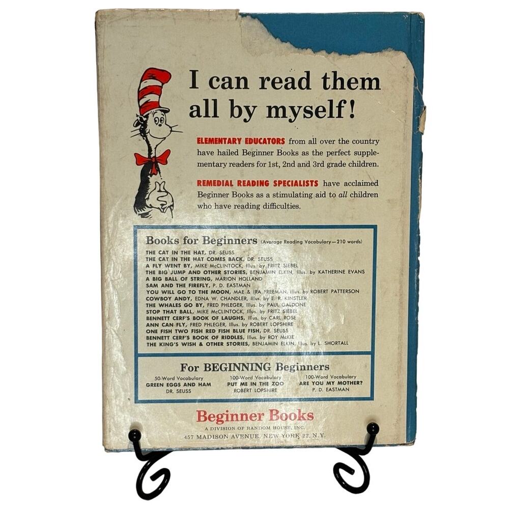VTG 1957 1st Educational Ed. The Cat in the Hat, Seuss, Houghton Mifflin, HCDJ - Picture 2 of 8